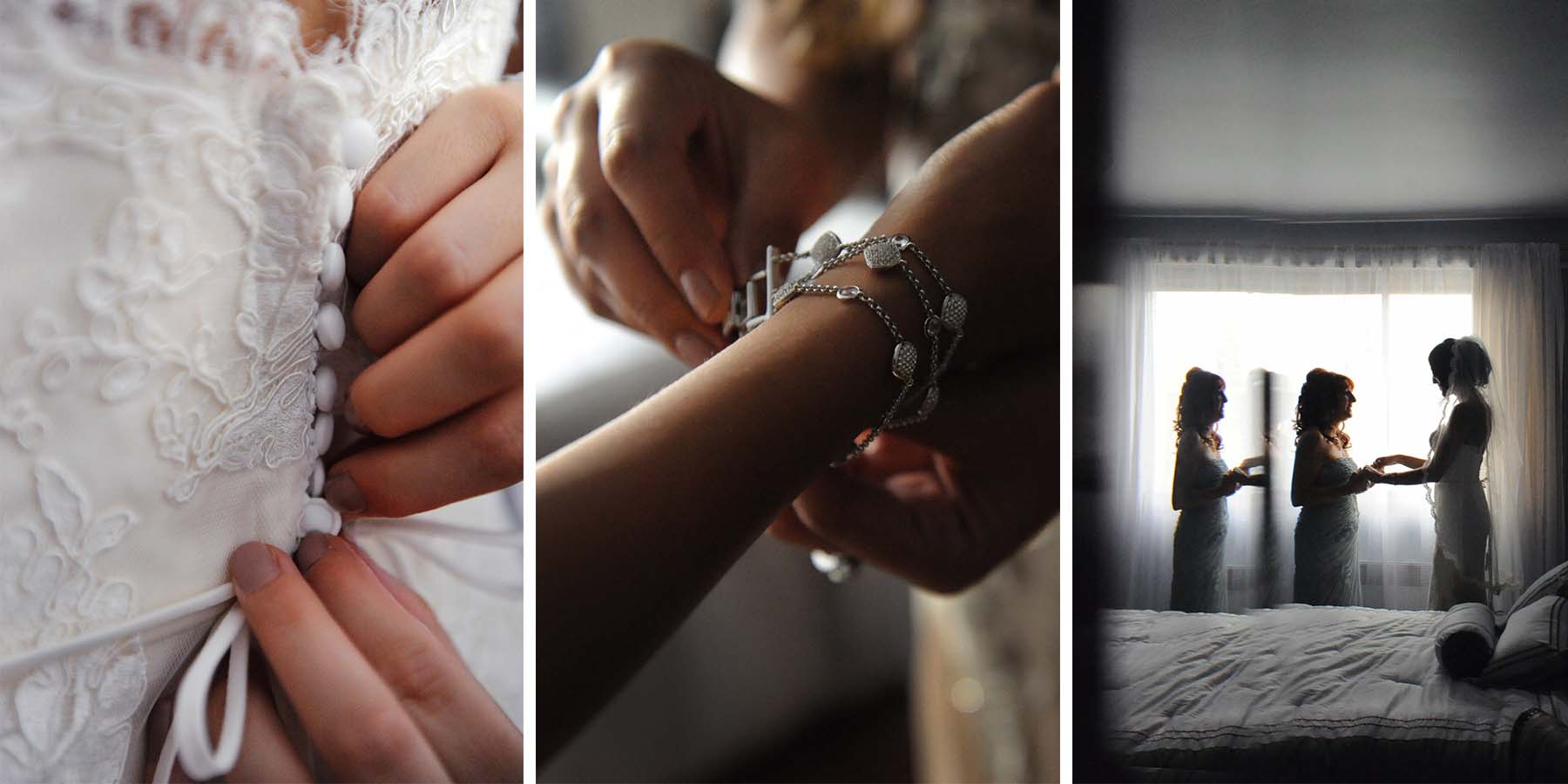 astonishing wedding getting ready bride back lacing bracelet room view colored photo collage by lavimage montreal