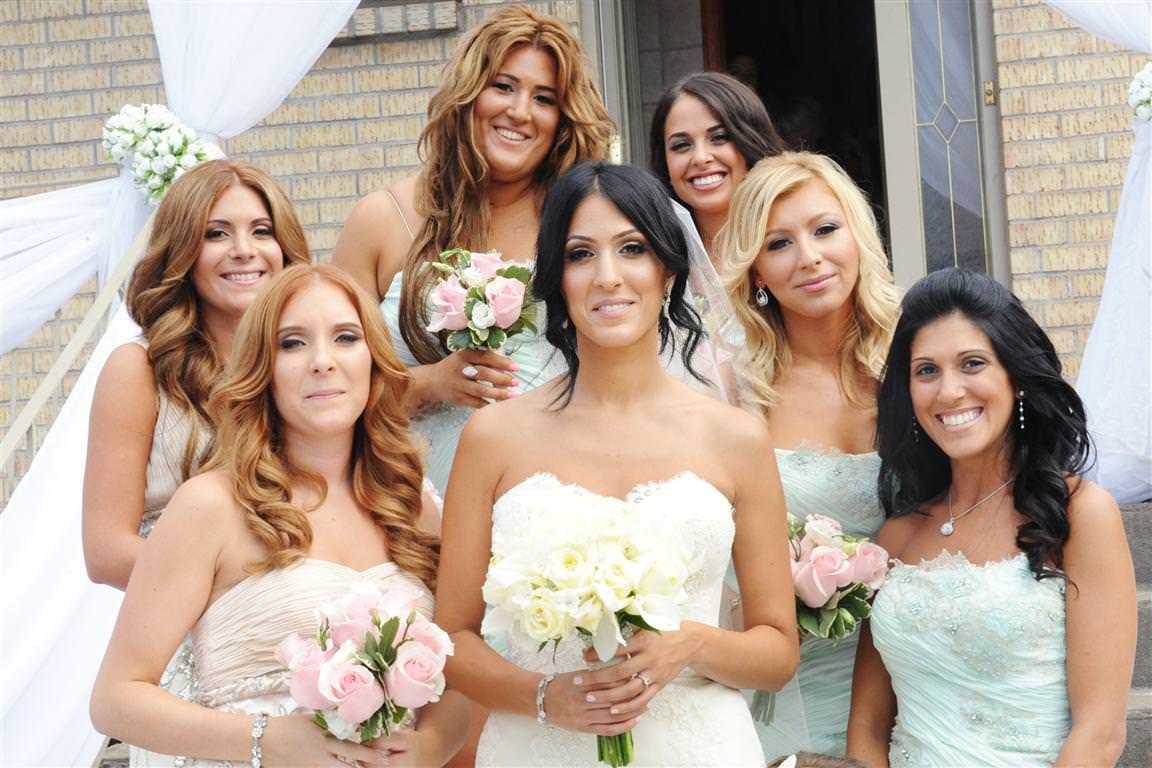 astonishing wedding bride bridesmaids group portrait colored wedding photo by lavimage montreal