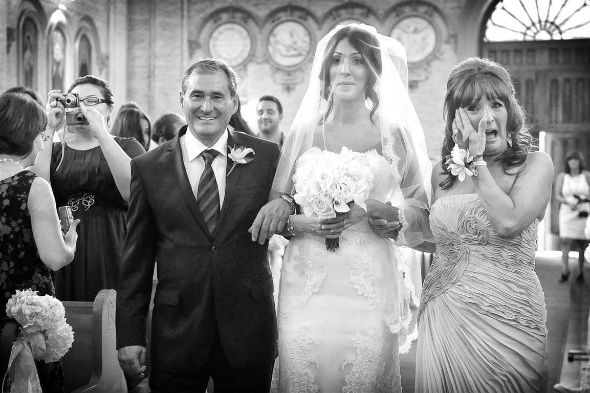 astonishing wedding ceremony bride parents emotional moment black white photo by lavimage montreal