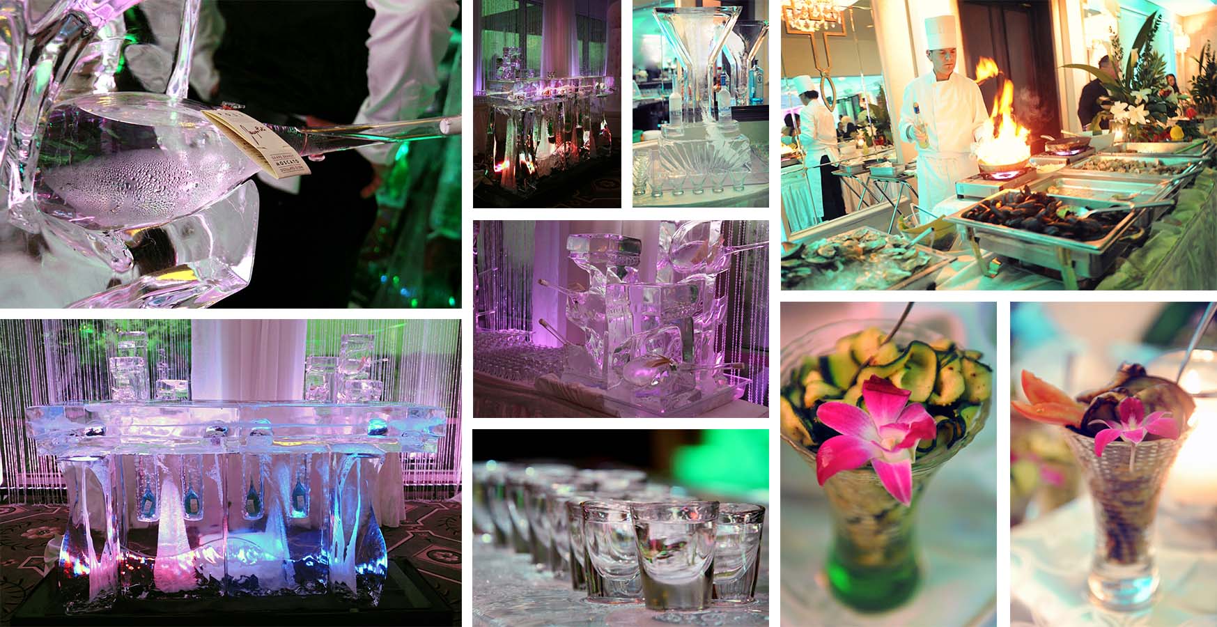 astonishing wedding reception hall food decoration details tables glasses desssert colored photo collage by lavimage montreal