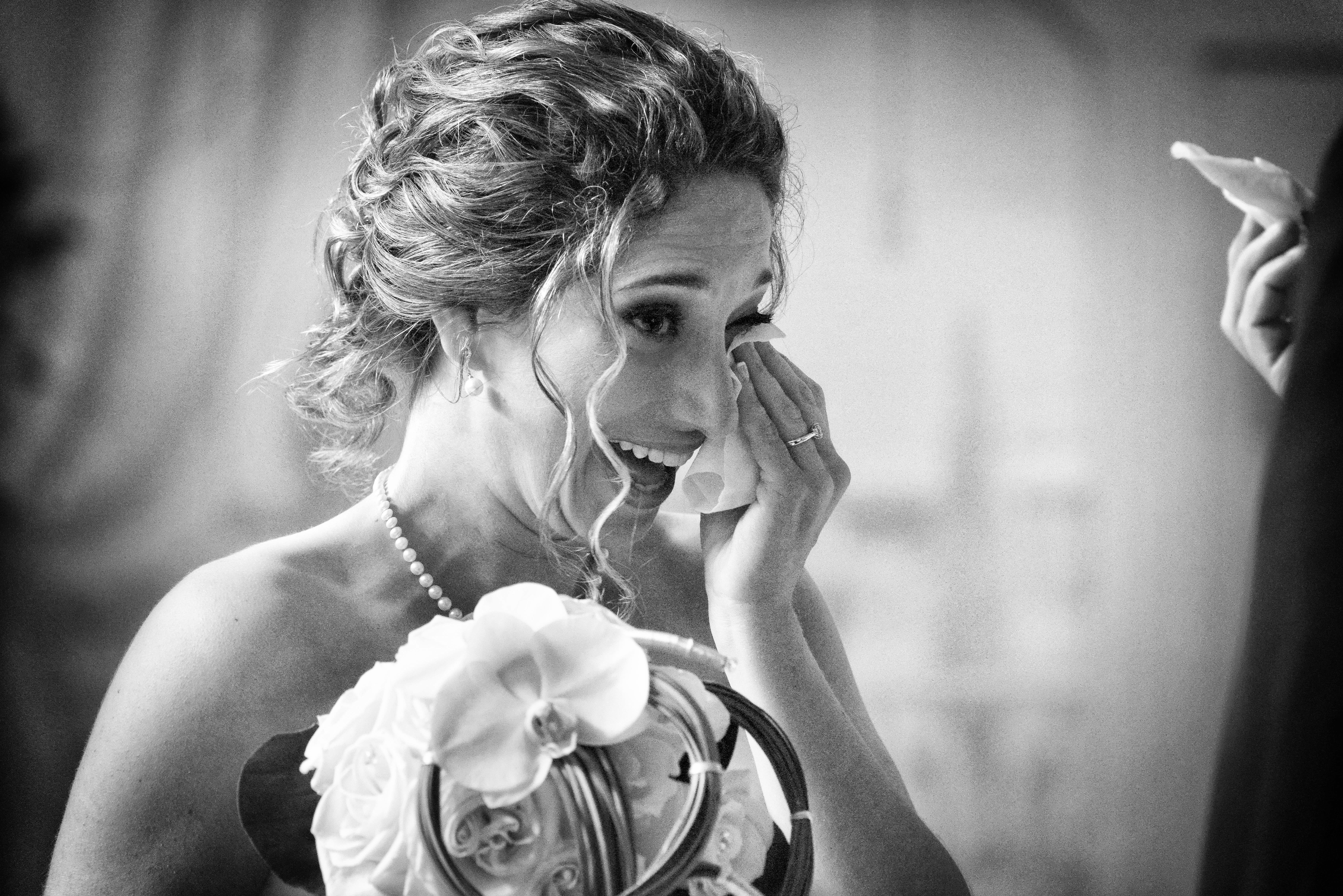 charming wedding bride's portrait emotional moment black white photo by lavimage montreal