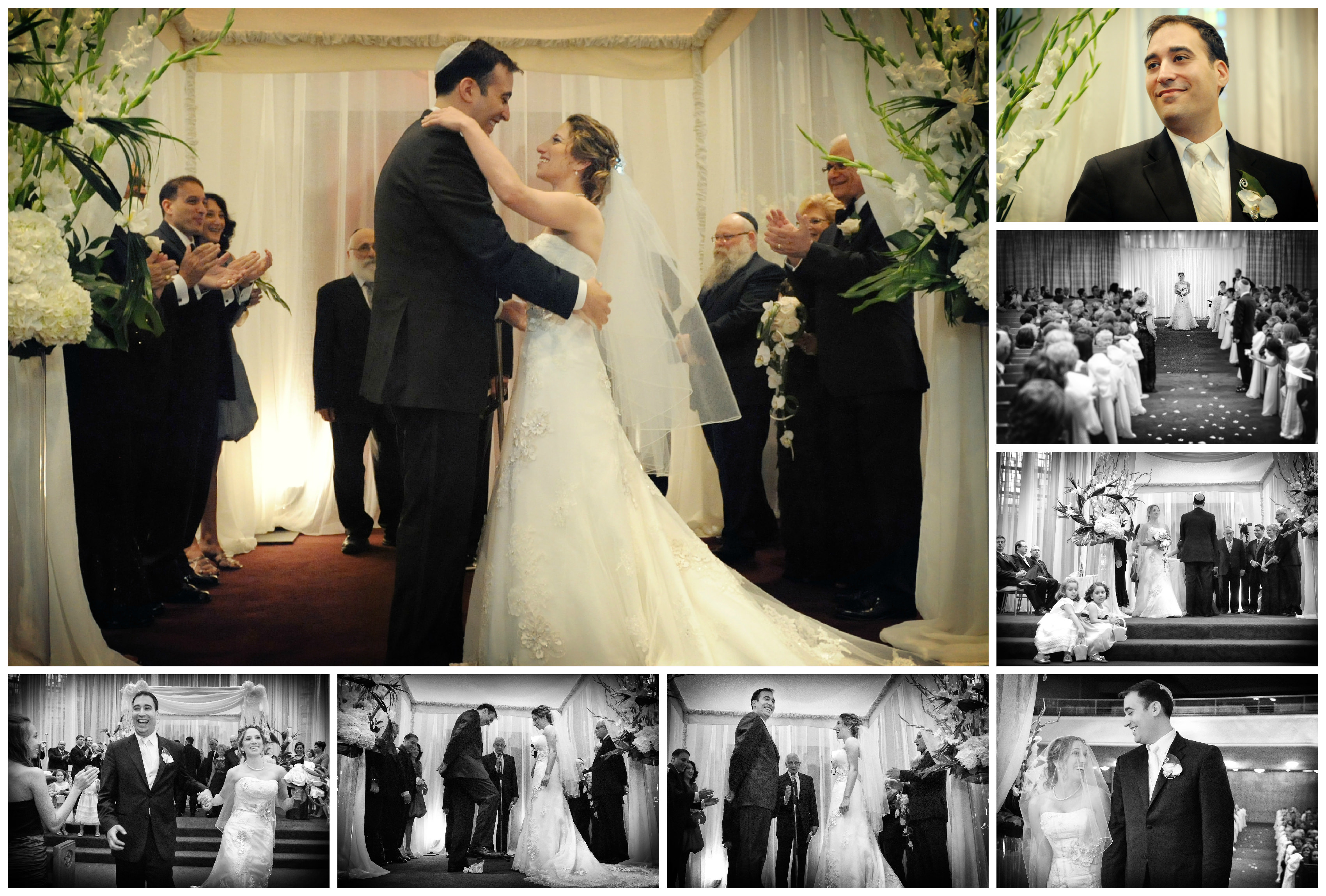 charming wedding ceremony moments bride groom guests applausing photo collage by lavimage montreal