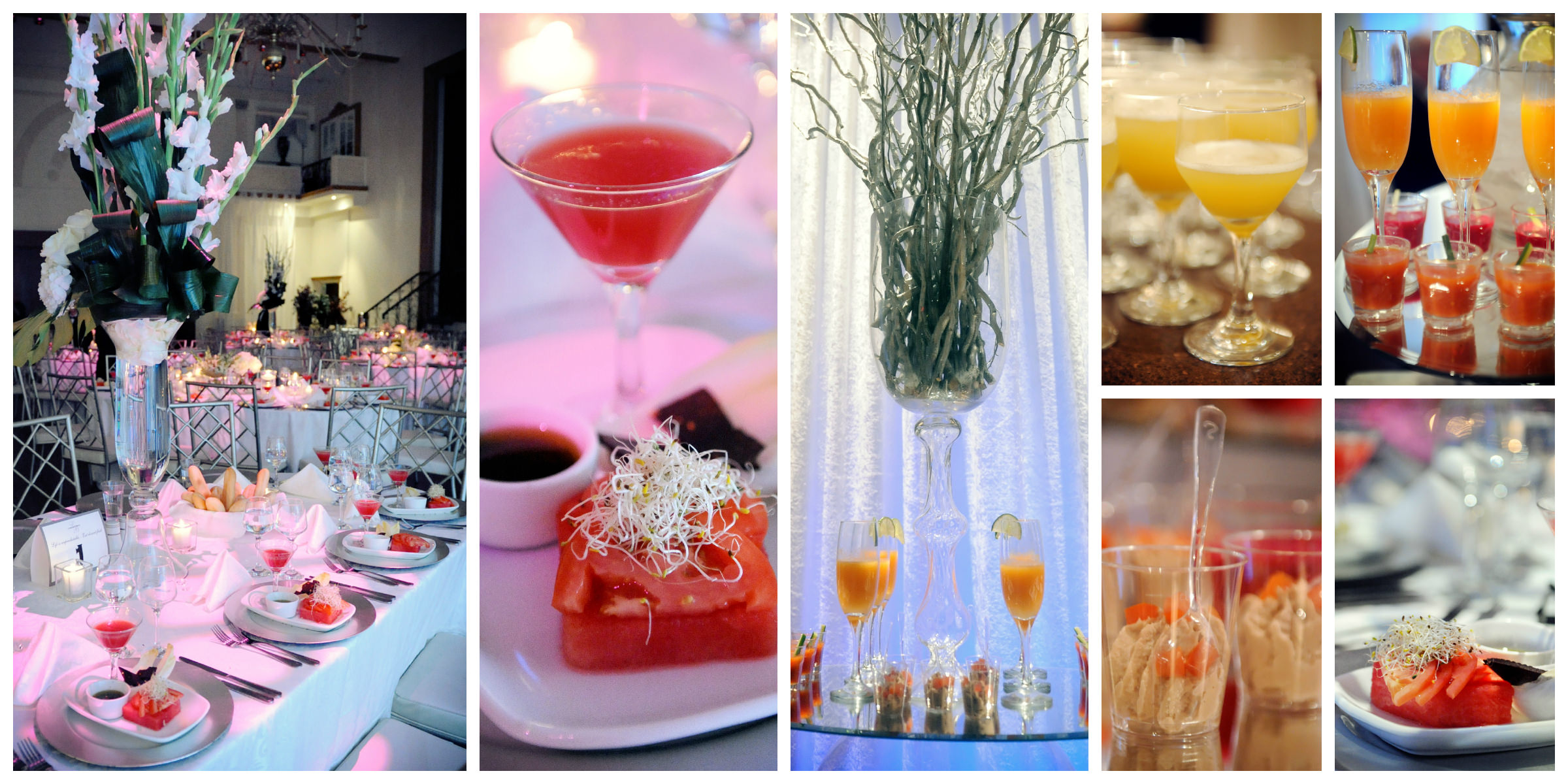 charming wedding reception hall food details drinks snacks appetizers colored photo collage by lavimage montreal