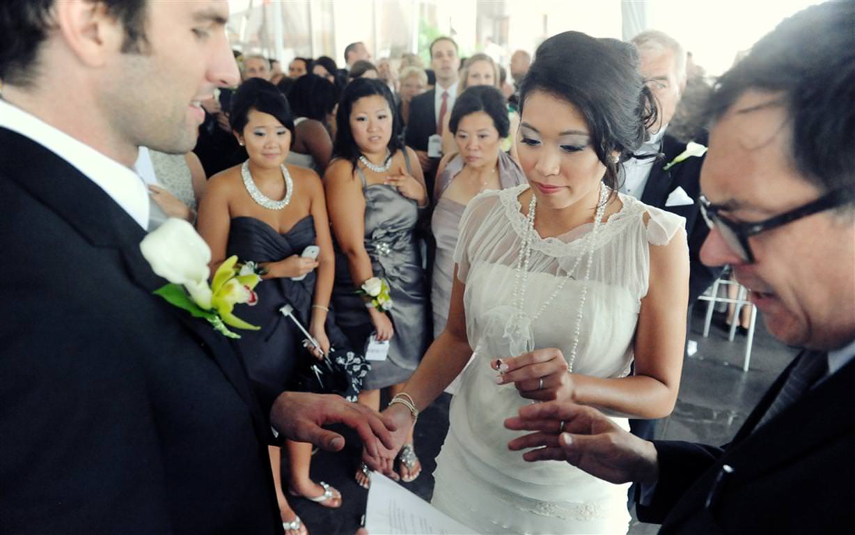 heavenly wedding ceremony ring putting moment by lavimage montreal