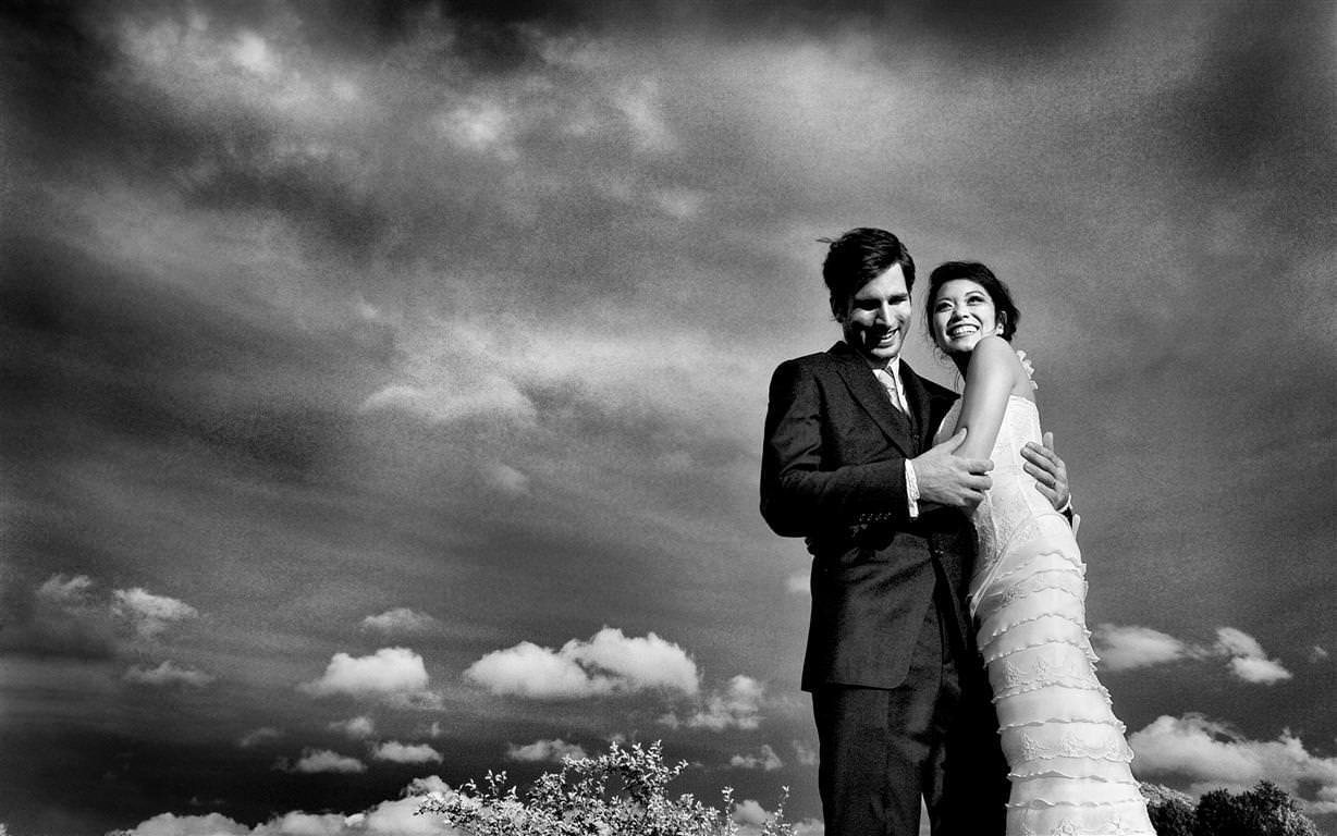 heavenly wedding couple together black white artistic shot on nature by lavimage montreal