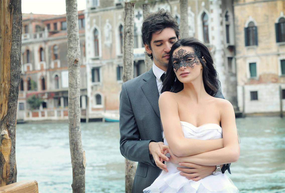 destination wedding bride mysterious mask groom behind by lavimage montreal
