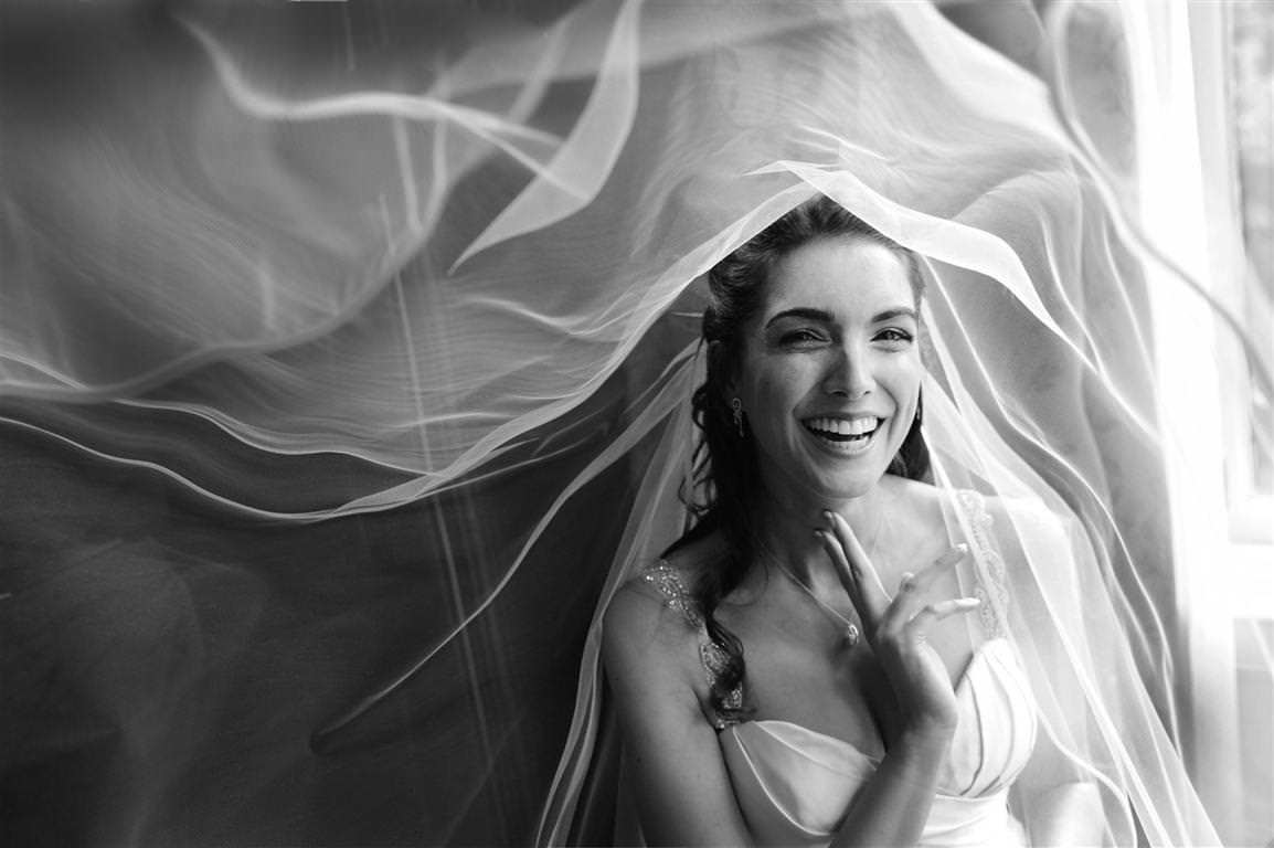 black white wedding photos bridal portrait smile veil by lavimage montreal