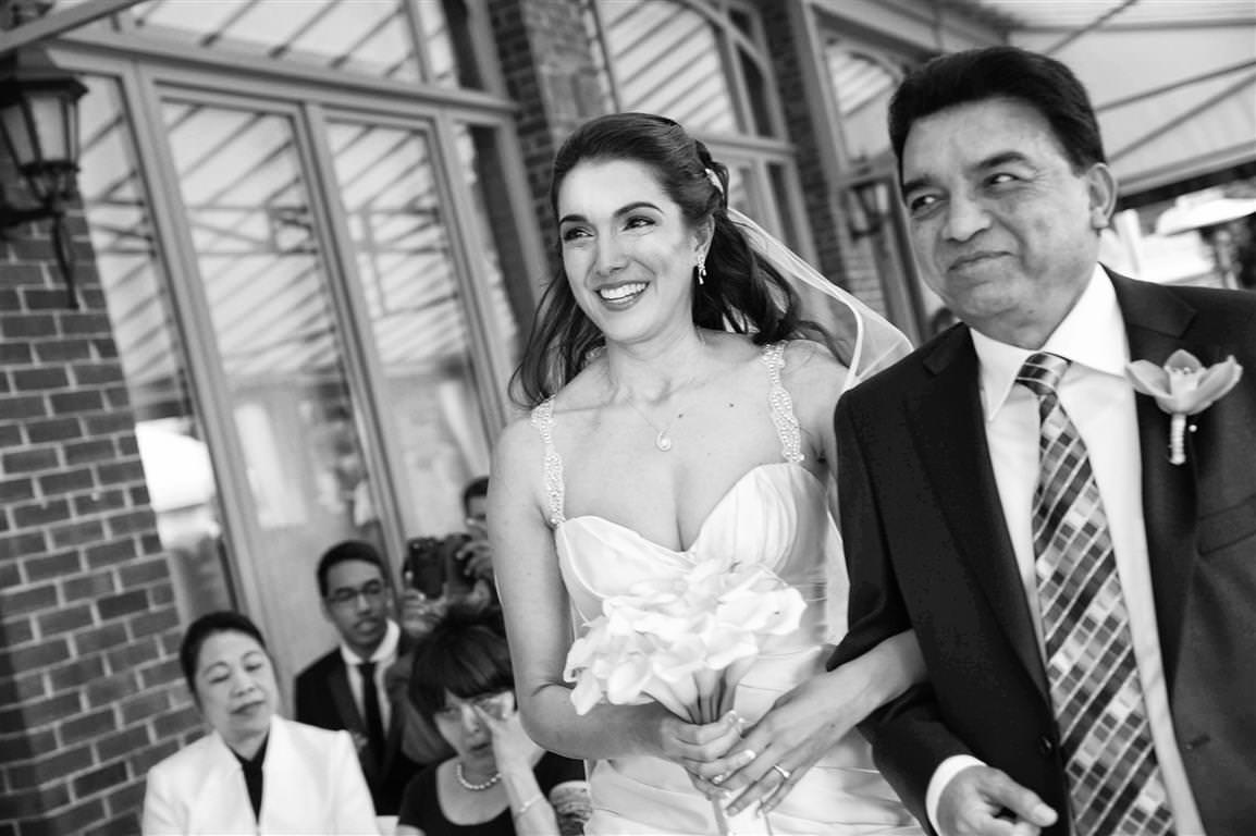 black white wedding photos ceremony bride father anticipation by lavimage montreal