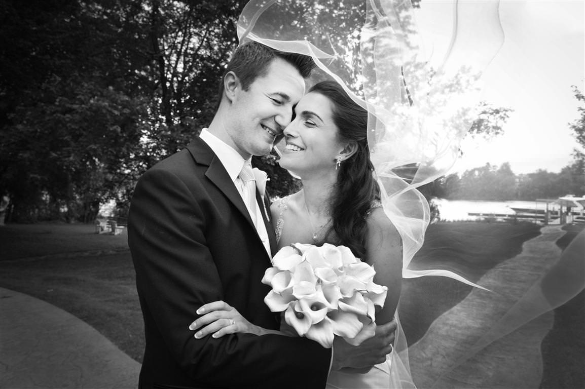 black white wedding photos couple together embrace romance happiness by lavimage montreal