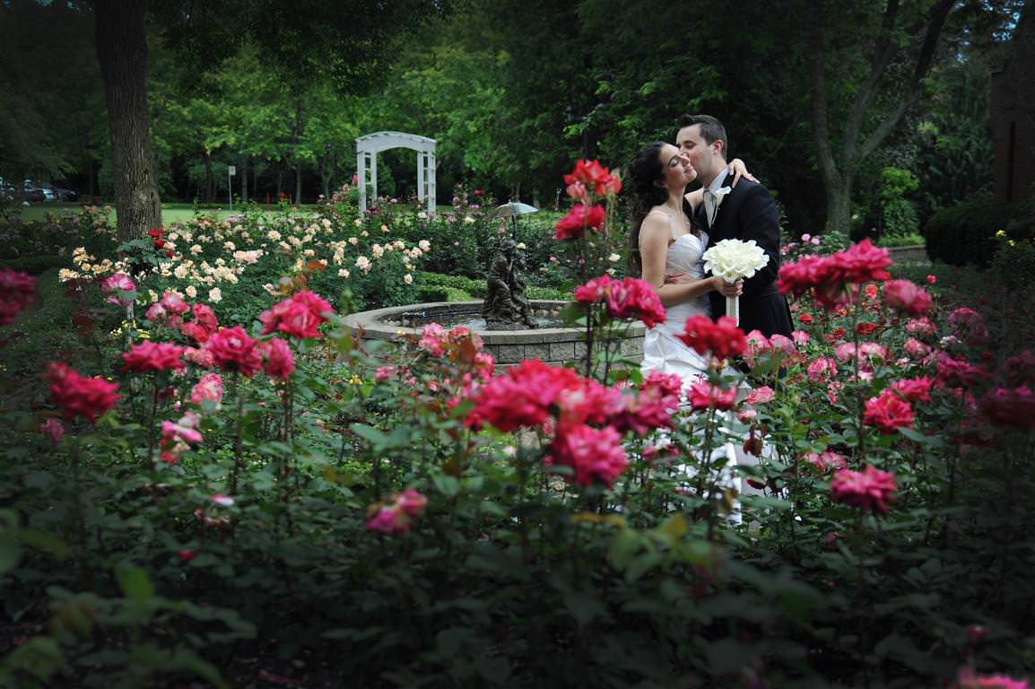 colorful wedding photos couple together romantic kiss garden by lavimage montreal
