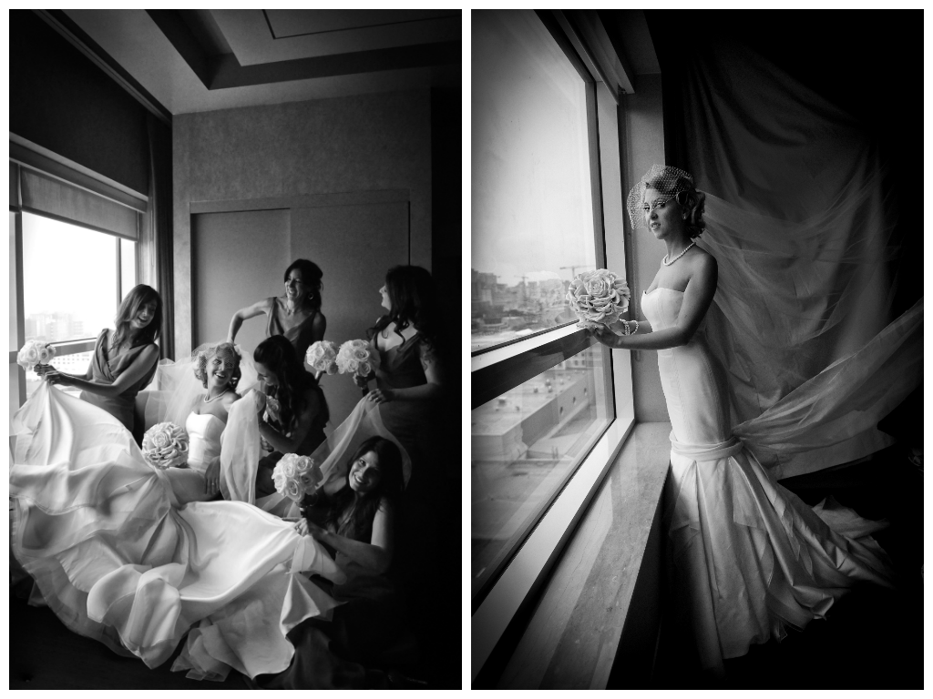 black white wedding photos bride bridesmaids by lavimage montreal