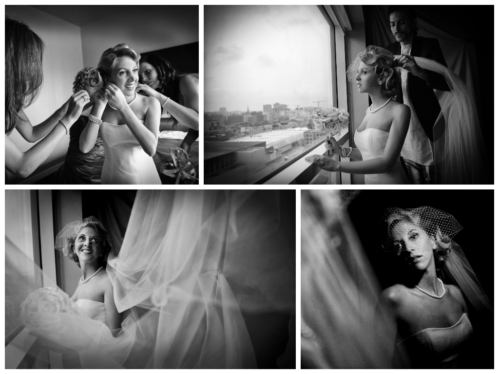 black white wedding photos getting ready bride by lavimage montreal