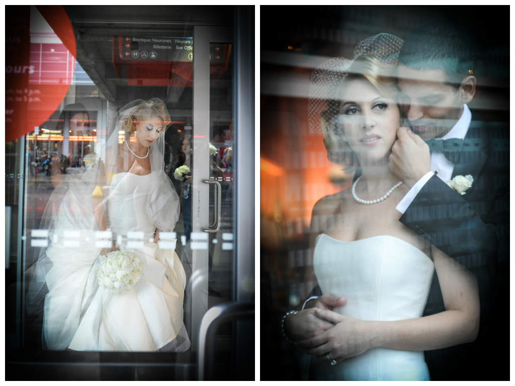 colored wedding photos couple together romantic walking by lavimage montreal at the Science Centre Wedding