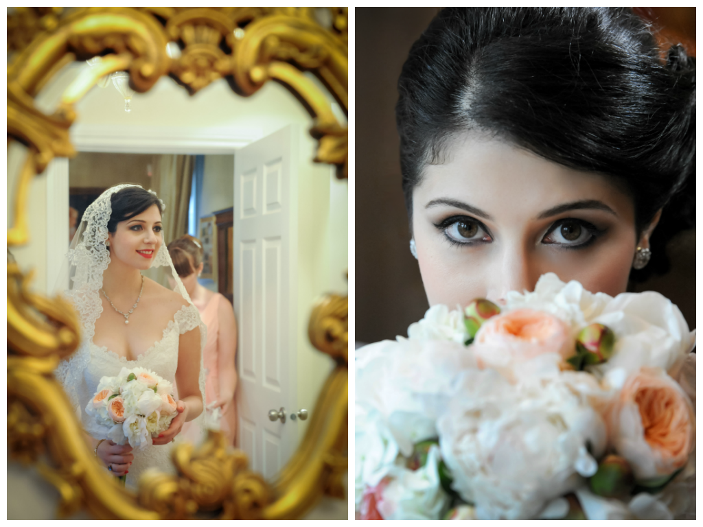colored wedding photos beauty bridal portrait mirror flowers by lavimage montreal