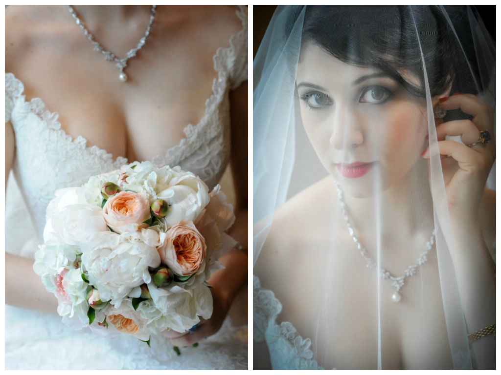 colored wedding photos beautiful bridal portrait veil dress flowers by lavimage montreal