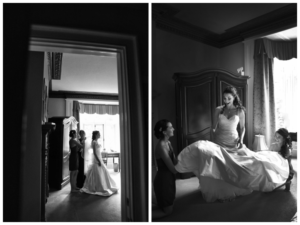 black white wedding photos getting ready bride bridesmaids happiness by lavimage montreal