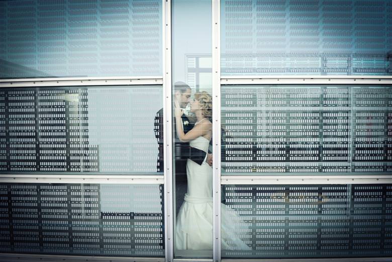 Graphical portrait of bride and groom together Award Winning pictures by La V image Montreal wedding photographer