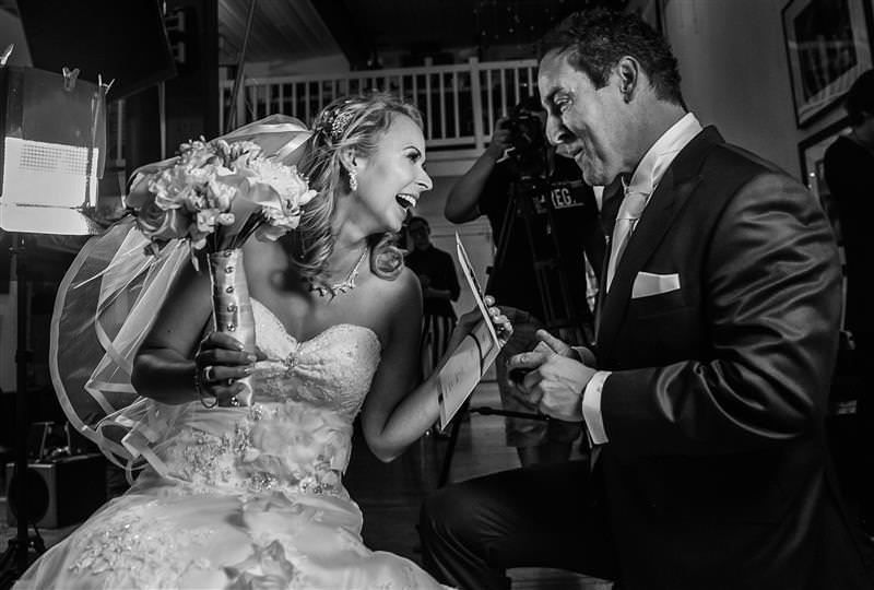 Surprise wedding at the Golf St Raphael wedding. Bride  was surprised by the groom in the morning. Photography by La V image wedding photographer Montreal.