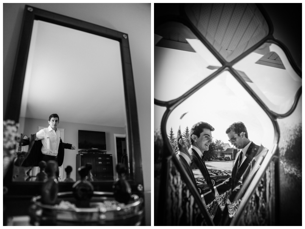groom gets ready at a beautiful Italian wedding at Golf St-Raphael photographed by by La V image-wedding photographer Montreal
