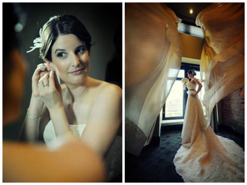 Beutiful portrait of the bride getting ready - Wedding at the Science Centre Montreal by La V image-Montreal wedding photographer