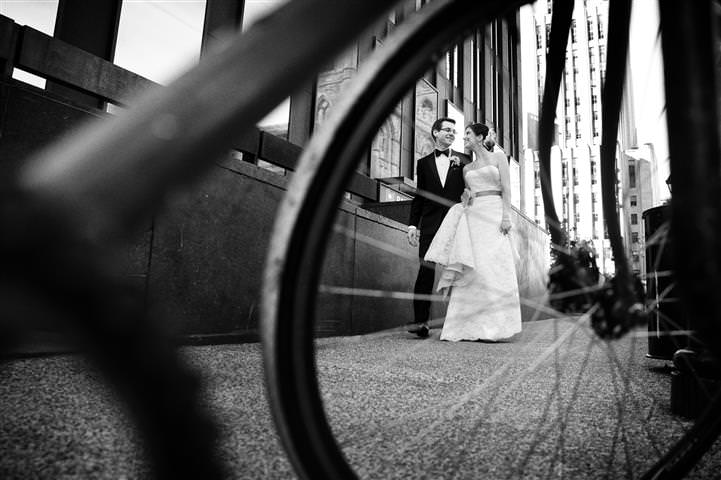Romantic portrait of bride and groom in the Old port of Montreal Wedding at the Science Centre Montreal by La V image-Montreal wedding photographer