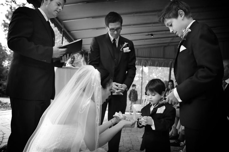 Ring bearer at the Wedding ceremony at the vineyard photographed by La V image-Montreal wedding photographer