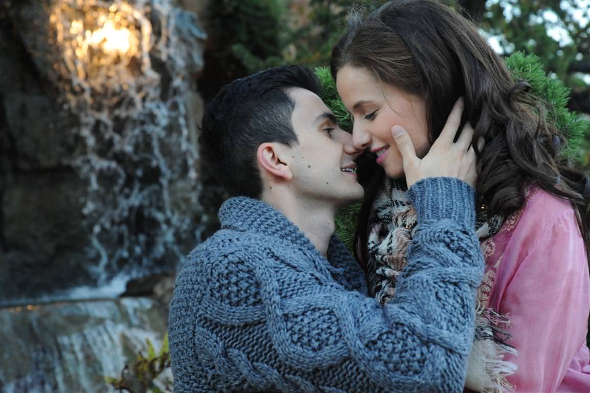 A close up of a kiss Engagement session at the botanical garden of Montreal by la V image