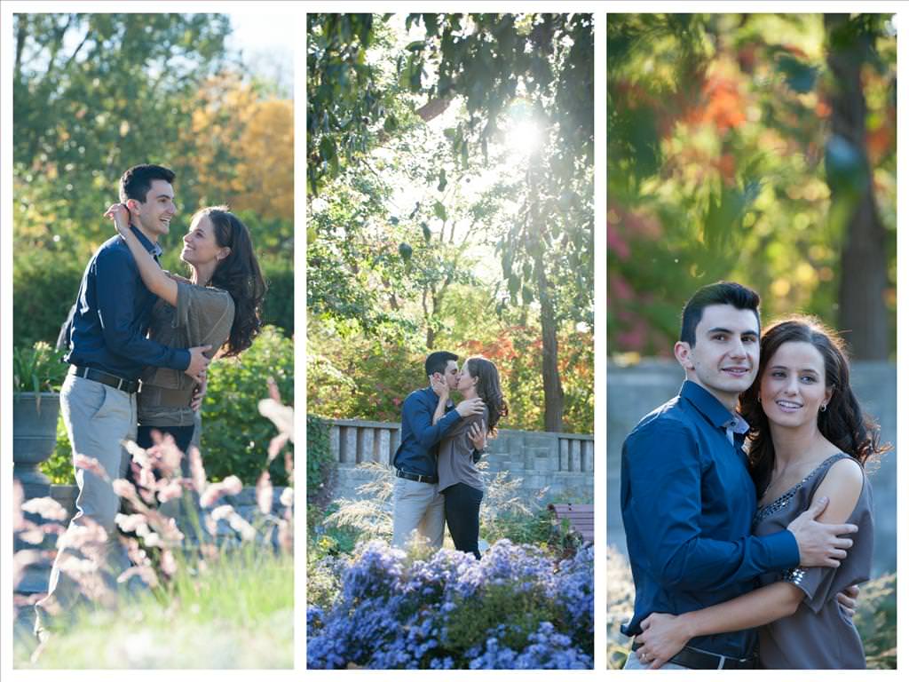 Colorful romantic photos of a couple in love Engagement session at the botanical garden of Montreal by la V image