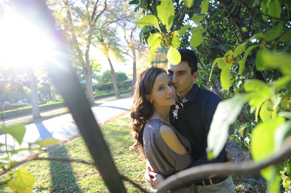 Couple in the tree Engagement session at the botanical garden of Montreal by la V image